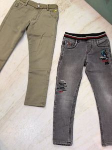 combo of 2 Kids Jeans and trouser