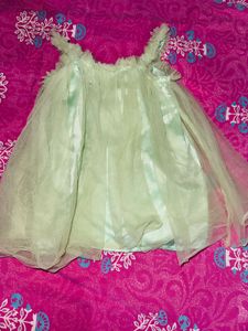 Net Light Green Tulle Kids Frock