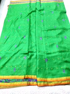 ✨ Green &amp; Purple Pure Silk Saree💚💜Light Weight