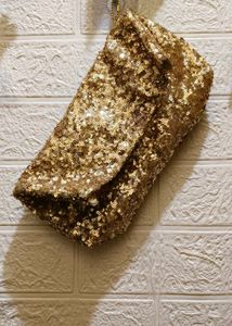 Sparkling Gold Sequin Clutch Bag