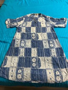 Blue &amp; White Block Print Dress