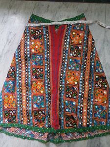 Boho Embroidered Mirror Work Ethnic Skirt