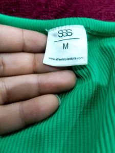 Fluorescent Green Ribbed Top