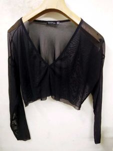 Boohoo Sheer  Mesh Crop Top