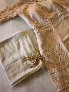 Elegant Beige Lace Kurta
