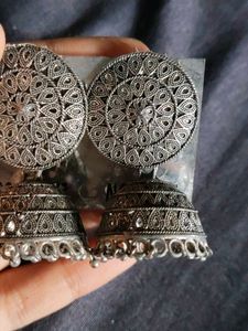 Oxidised Jhumka Earrings