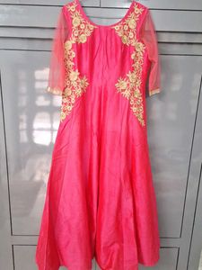 Stunning Pink Kurta with Gold Embroidery