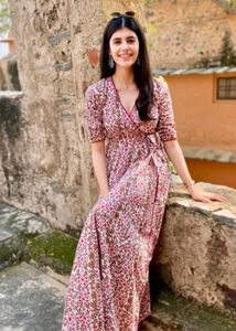 Floral Wrap Midi Dress