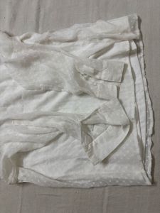 White Textured V-Neck Top