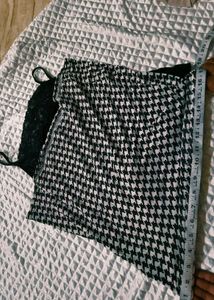 Houndstooth Skirt &amp; Black Cami Set