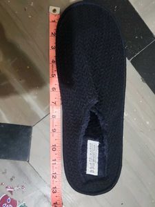 Cozy dark blue knitted slippers