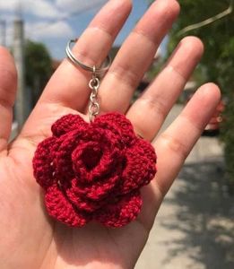 Handmade Red Rose Keychain