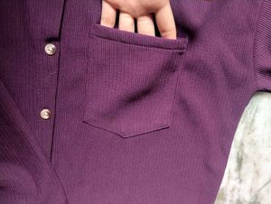 Purple Corduroy Button-Up Shirt
