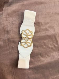 Stylish White Elastic Waist Belt