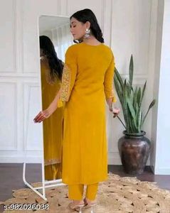Yellow Kurta Set with Embroidery