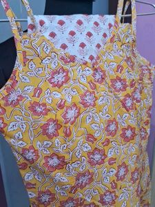 Yellow Floral Print  kurta plazzo n dupatta
