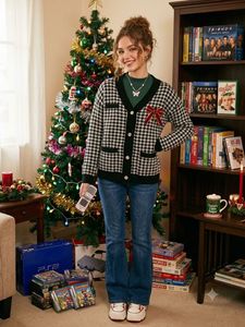 Houndstooth Knit Cardigan