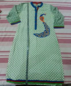 Pure Cotton Embroidered Peacock Kurti