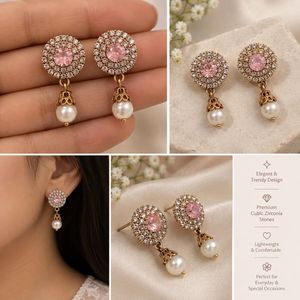 Elegant Pearl & Crystal Drop Earrings