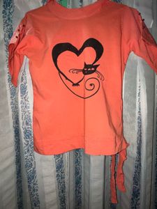 Cute Cat Heart Print Top