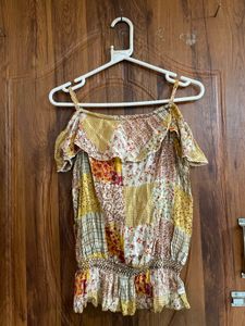 Boho Patchwork Off-Shoulder Top