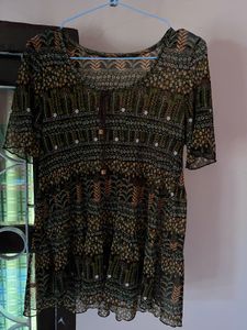 Boho Floral Print Tunic Top