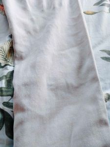 Casual Beige Pants with Frayed Hem