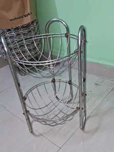 Vintage Metal Wire Fruit Basket Stand
