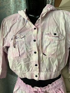 Tie-Dye Crop Jacket &amp; Cargo Pants Set