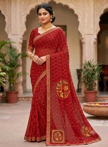 2 comboo new trendy red chunari  saree