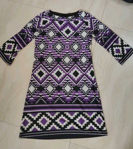 Purple Geometric Mini Print Dress