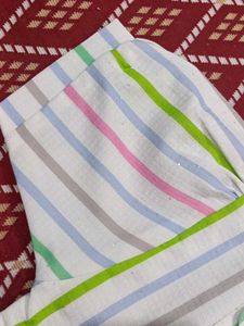 Striped Button-Down Shirt with Crochet Pocket