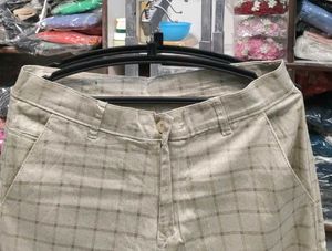 Checked Beige Pants