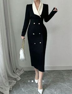 SAVANA Elegant Double-Breasted Midi Dress