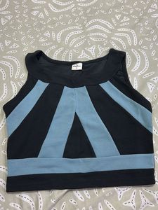 Stylish Black & Blue Sleeveless Top