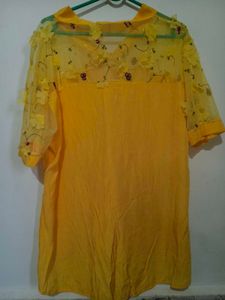 Chic Yellow Top with Floral Detail
