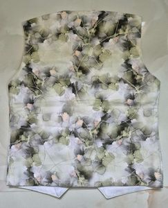 Elegant Navy Blue and printed green Formal Vest