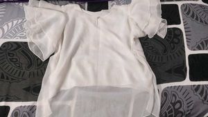 white pretty ruffle sleeve top