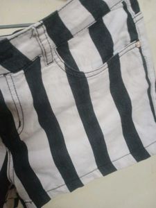 Striped Denim Shorts