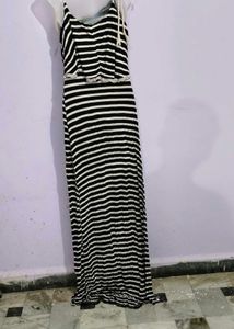 Black and White Striped Maxi Dress