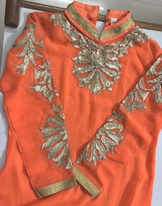 Orange Kurta Set with slip, plazzo