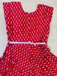 Cute Red &amp; White Patterned Dress