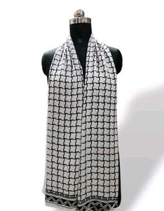 Women Stall White N Black Dotted Scarf