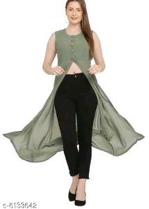 Stylish Sleeveless High-Slit Kurta
