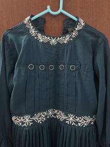 Elegant Navy Blue Embroidered Gown