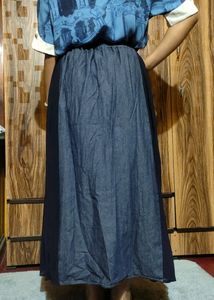 Denim &amp; Navy Skirt