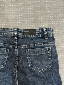 Acid Wash Denim Cargo Pants