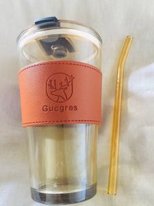 Stylish Glass Tumbler with Straw