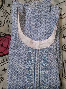 Blue Printed Kurta with lining