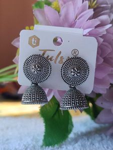 Ethnic Jhumka Earrings - Oxidized Silver